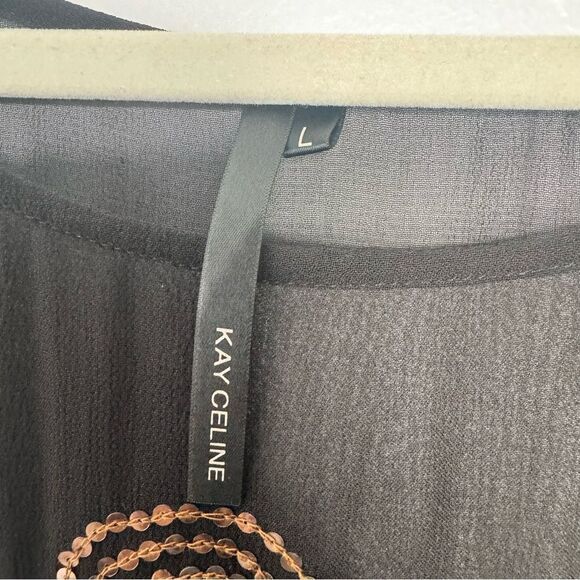 Kay Celine black beaded blouse size large - Picture 3 of 6